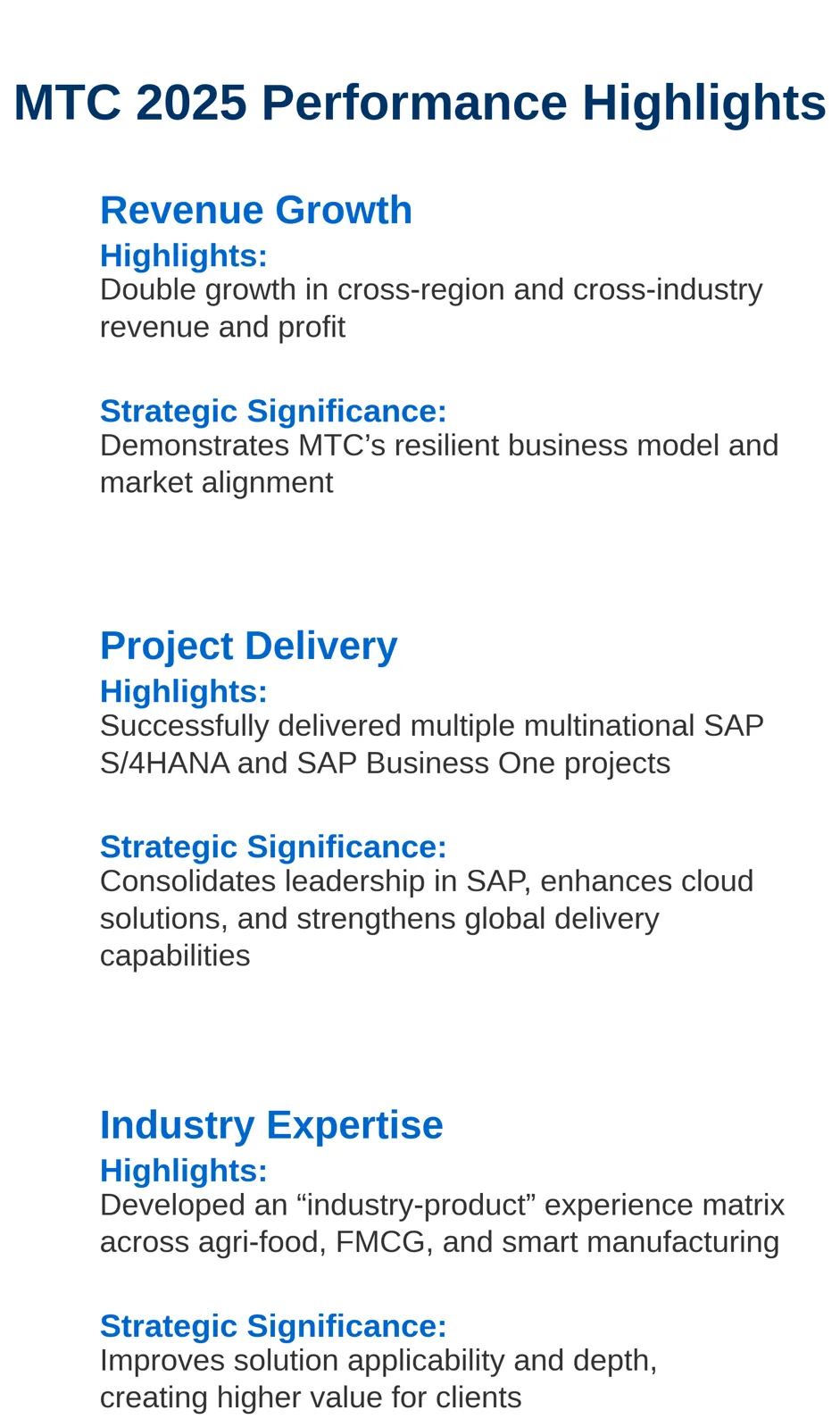 MTC 2025 Performance Highlights